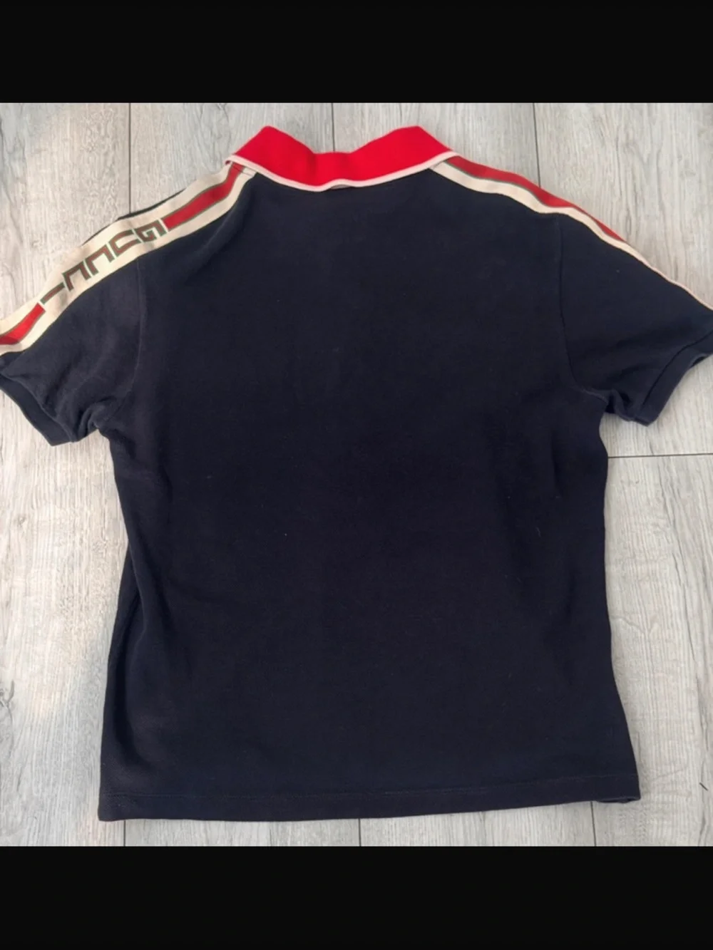Gucci Black Polo with Red Contrast Collar and White Trim